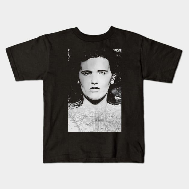 Elizabeth Short The Black Dahlia Design Kids T-Shirt by HellwoodOutfitters